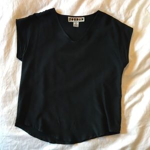 vintage black 100% silk v-neck t-shirt